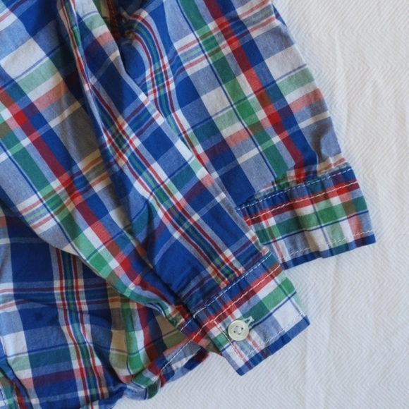 joe fresh plaid cotton button down collared shirt 6-12 months baby boy - Picture 4 of 6